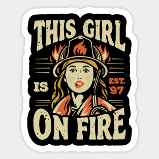 Fierce Firefighter Beauty Girl 97 Sticker